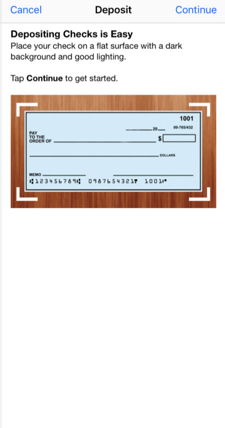 Mobile Deposit Screen A